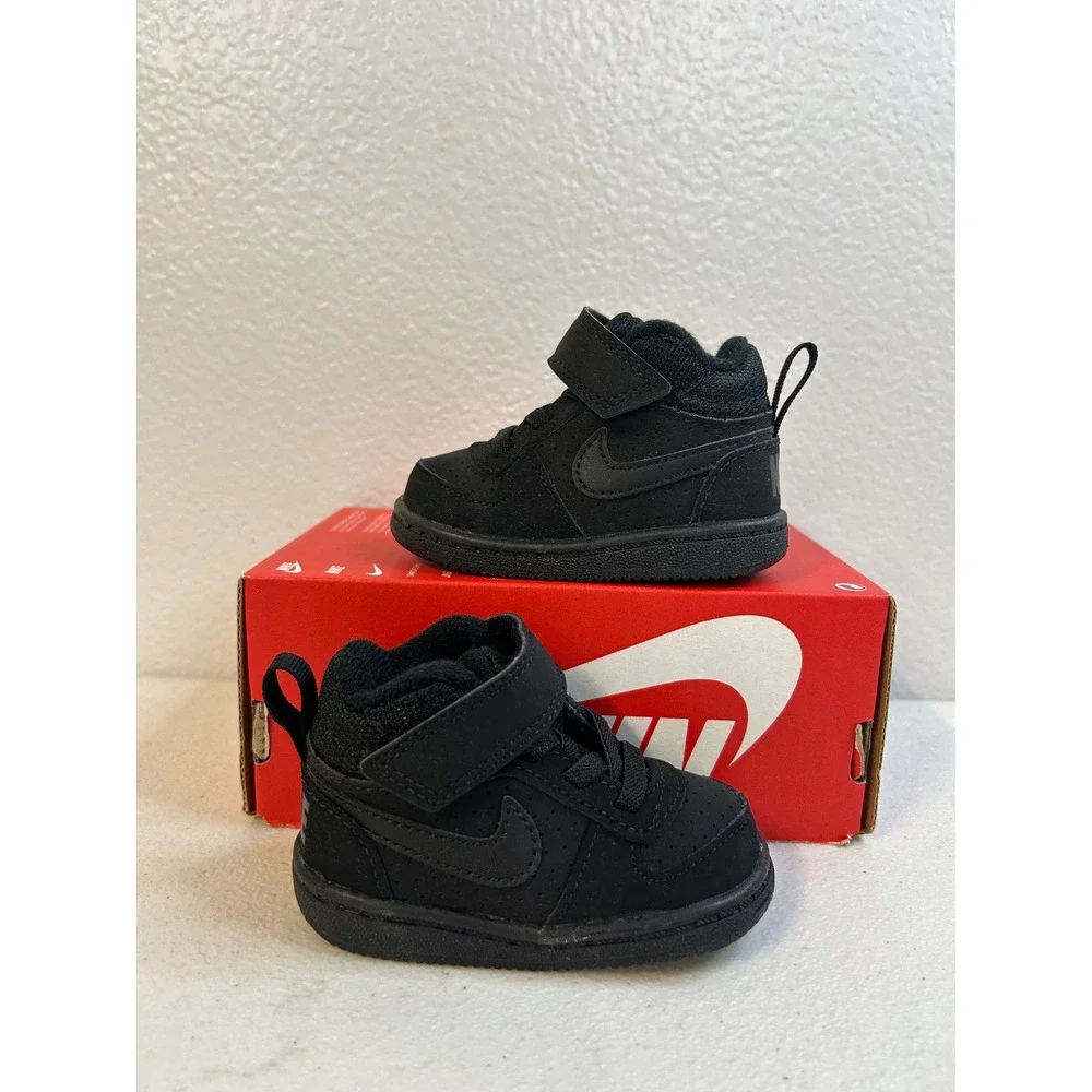 Nike Court Borough Mid TDV Black Toddler Sneakers Size 3C #1329
